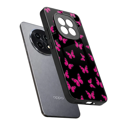 Butterfly Burst Black sleek oppo f29 pro 5g cover with tempered glass back and TPU edges