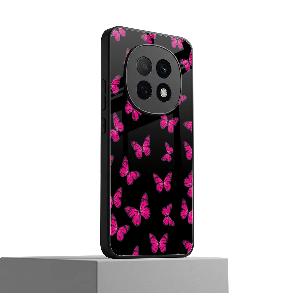Butterfly Burst Black oppo f29 pro 5g mobile cover | shockproof glass phone case