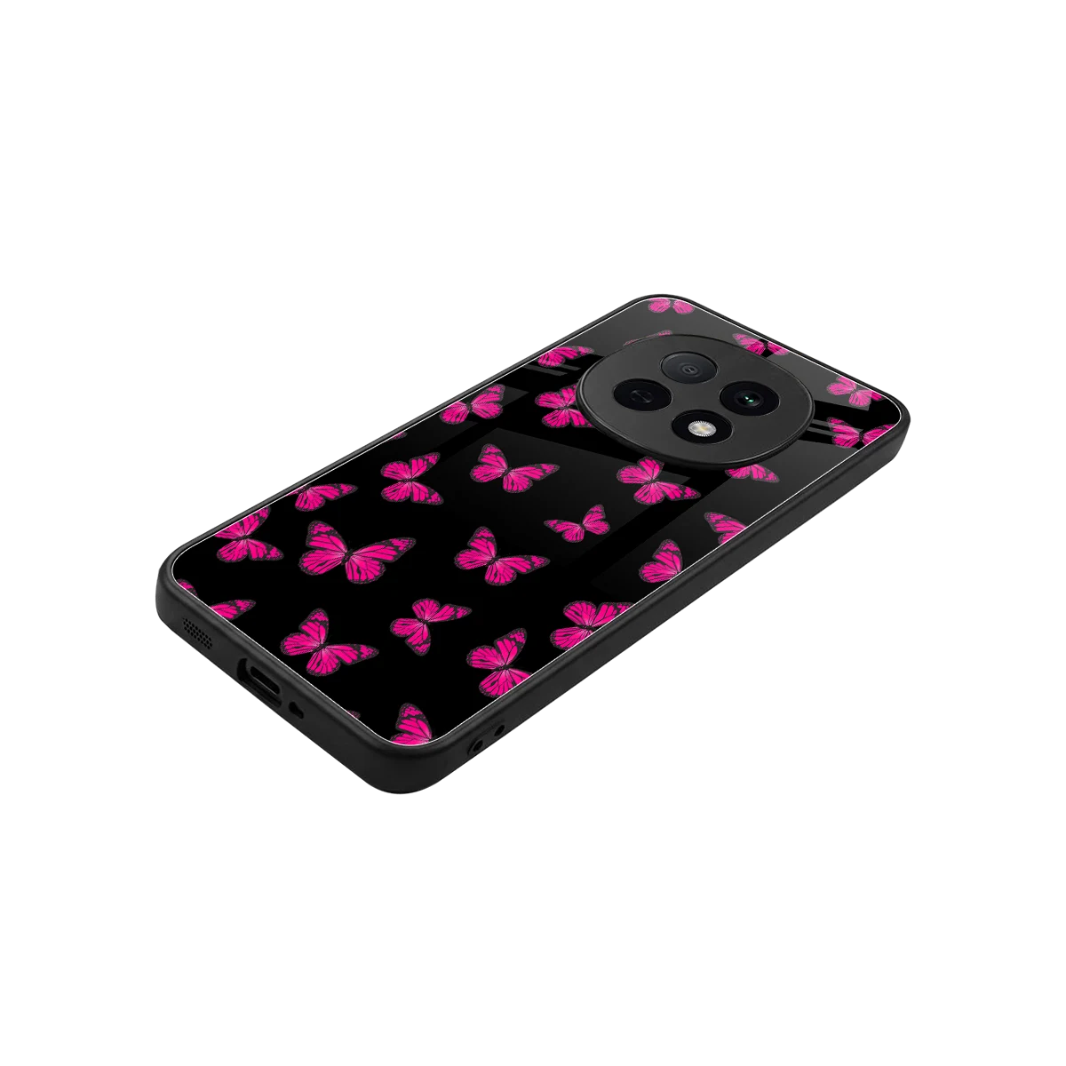 Butterfly Burst Black stylish phone case for oppo f29 pro 5g | glossy glass and slim fit