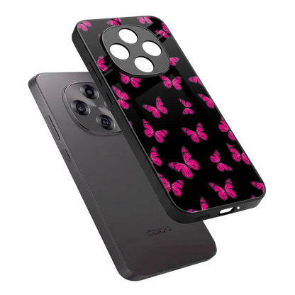 Butterfly Burst Black sleek oppo f31 pro 5g cover with tempered glass back and TPU edges