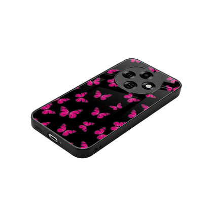 Butterfly Burst Black stylish phone case for oppo f31 pro 5g | glossy glass and slim fit