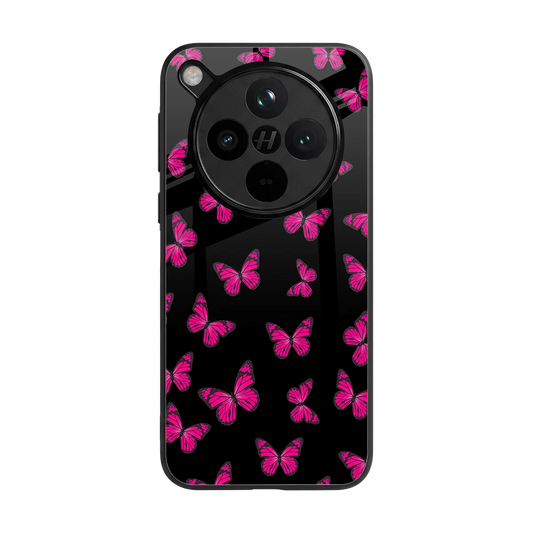 Butterfly Burst Black back phone cover | glass case for oppo find x8