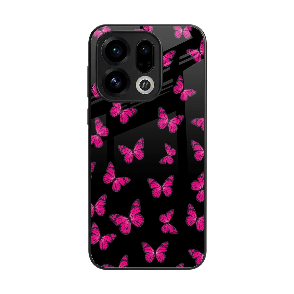 Butterfly Burst Black back phone cover | glass case for oppo find x9