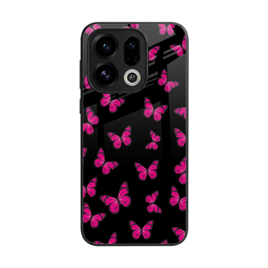 Butterfly Burst Black back phone cover | glass case for oppo find x9
