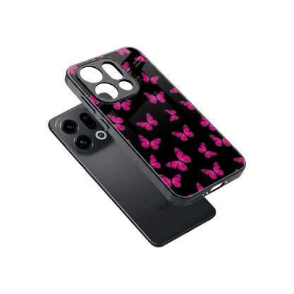 Butterfly Burst Black sleek oppo find x9 cover with tempered glass back and TPU edges