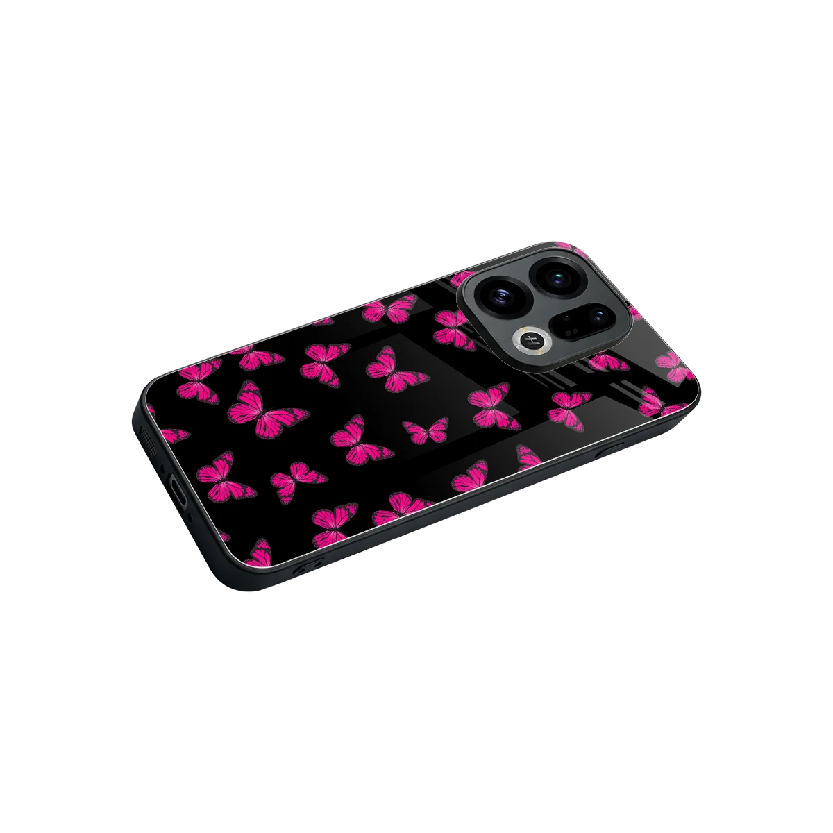Butterfly Burst Black stylish phone case for oppo find x9 | glossy glass and slim fit