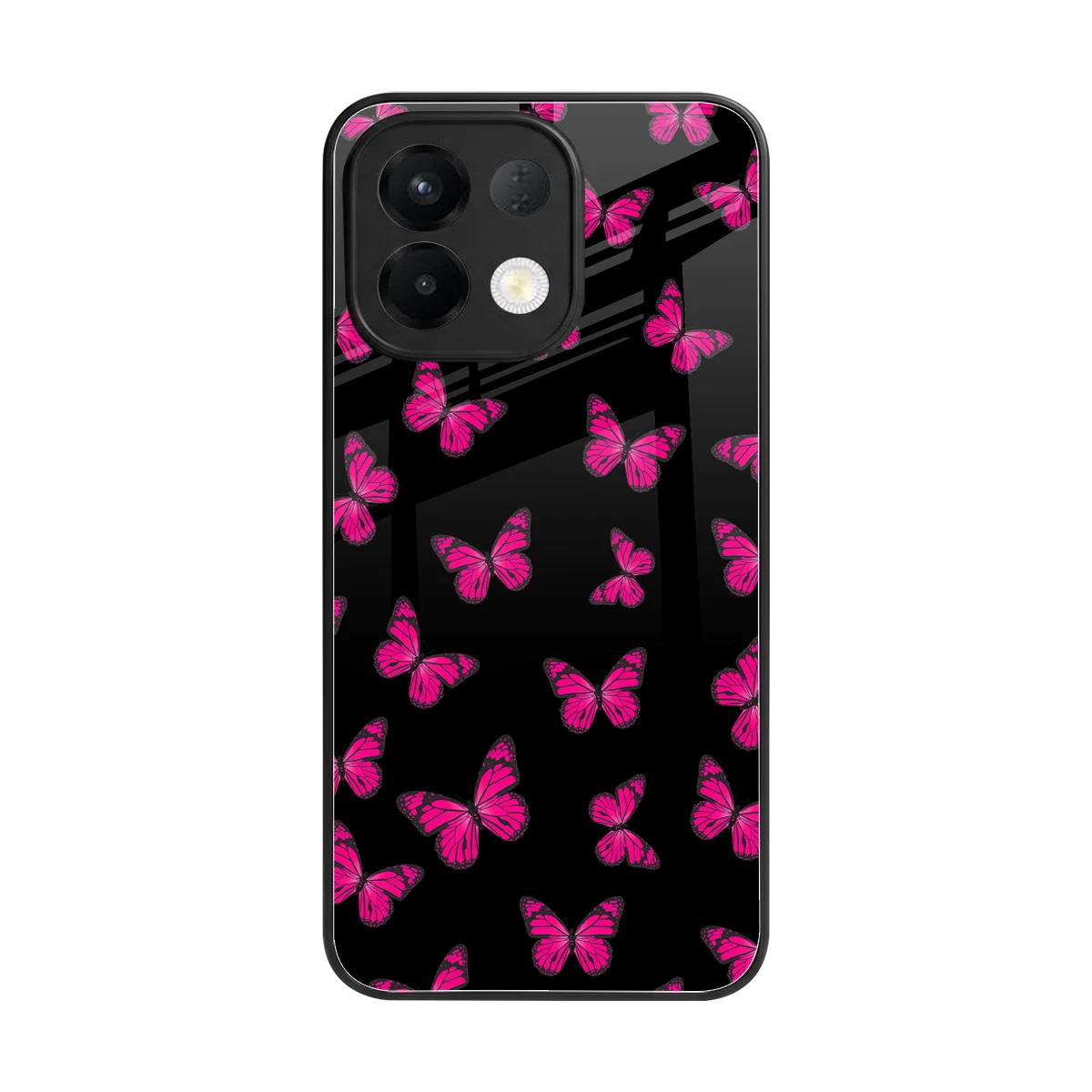 Butterfly Burst Black back phone cover | glass case for oppo k13 5g