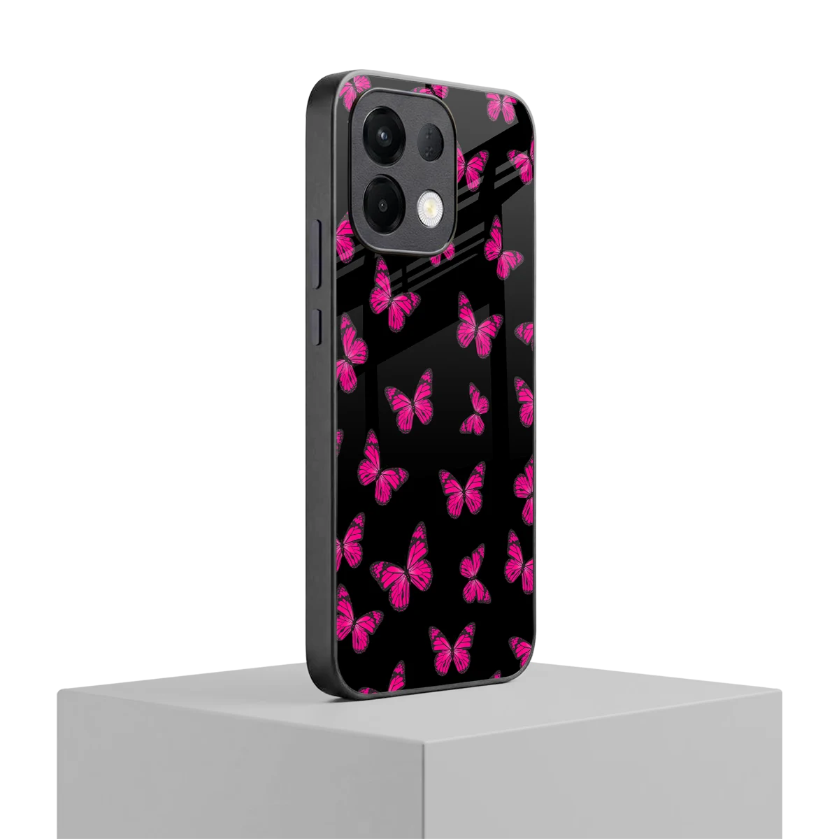 Butterfly Burst Black oppo k13 5g mobile cover | shockproof glass phone case