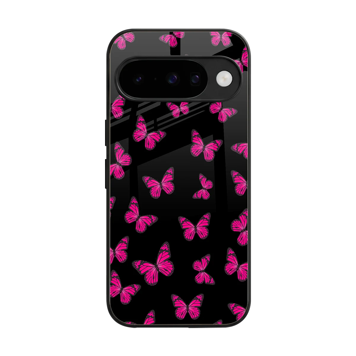 Butterfly Burst Black back phone cover | glass case for google pixel 10