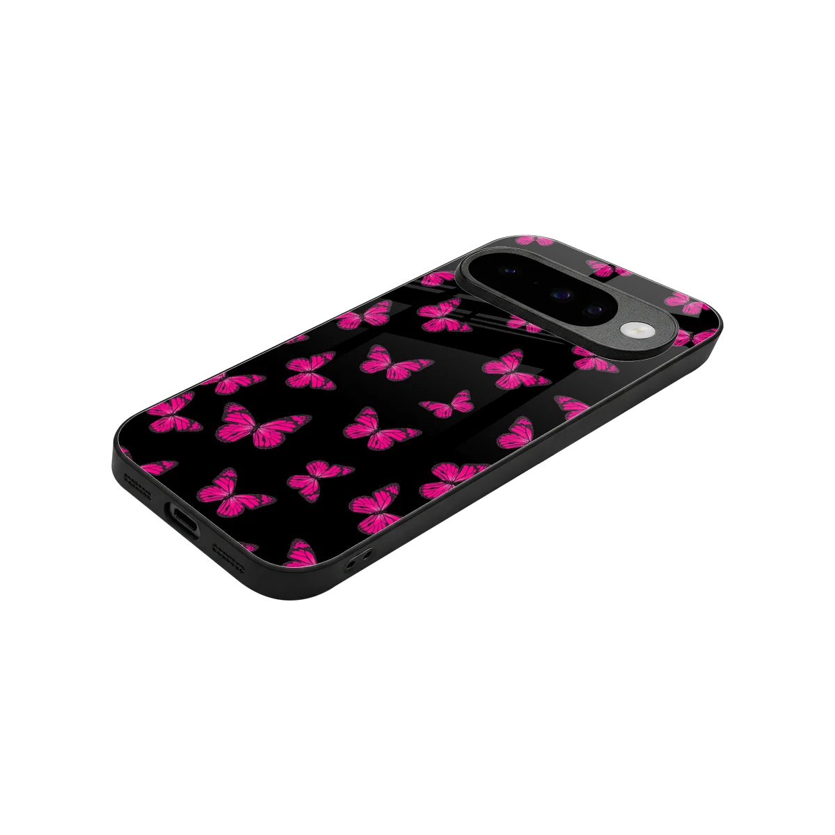 Butterfly Burst Black stylish phone case for google pixel 10 | glossy glass and slim fit