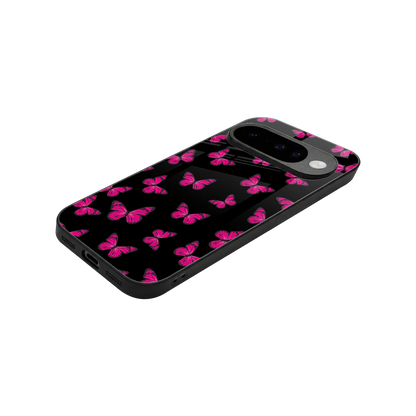 Butterfly Burst Black stylish phone case for google pixel 10 | glossy glass and slim fit