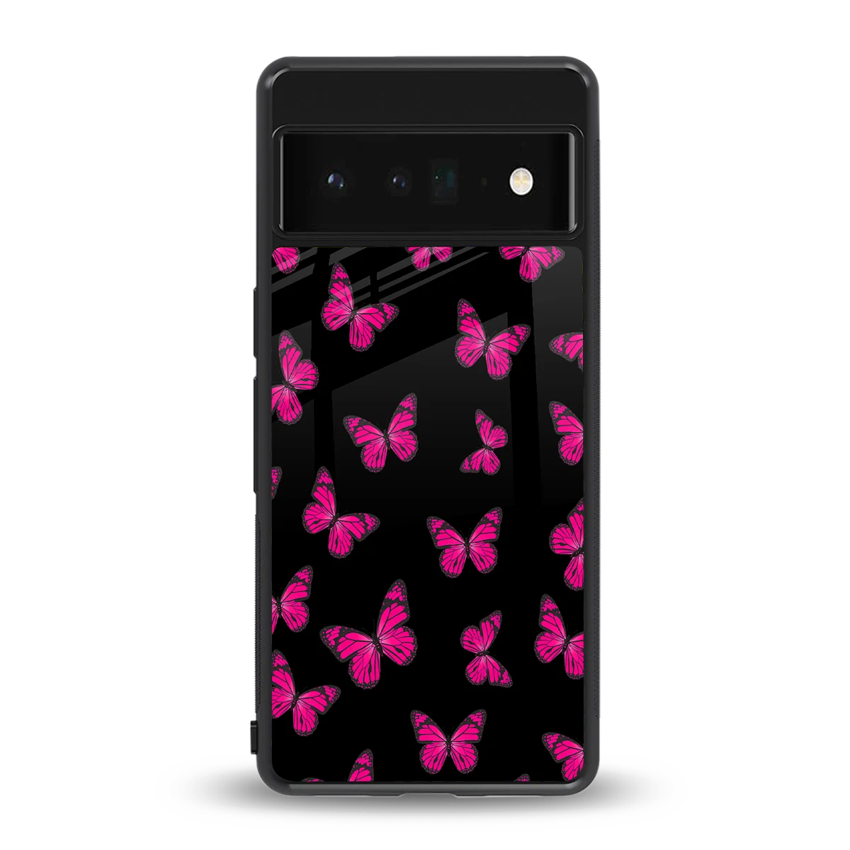 Butterfly Burst Black back phone cover | glass case for google pixel 6 pro