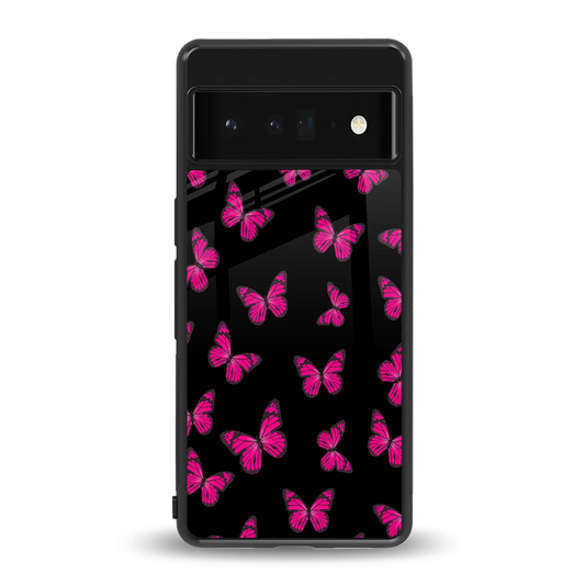 Butterfly Burst Black back phone cover | glass case for google pixel 6 pro