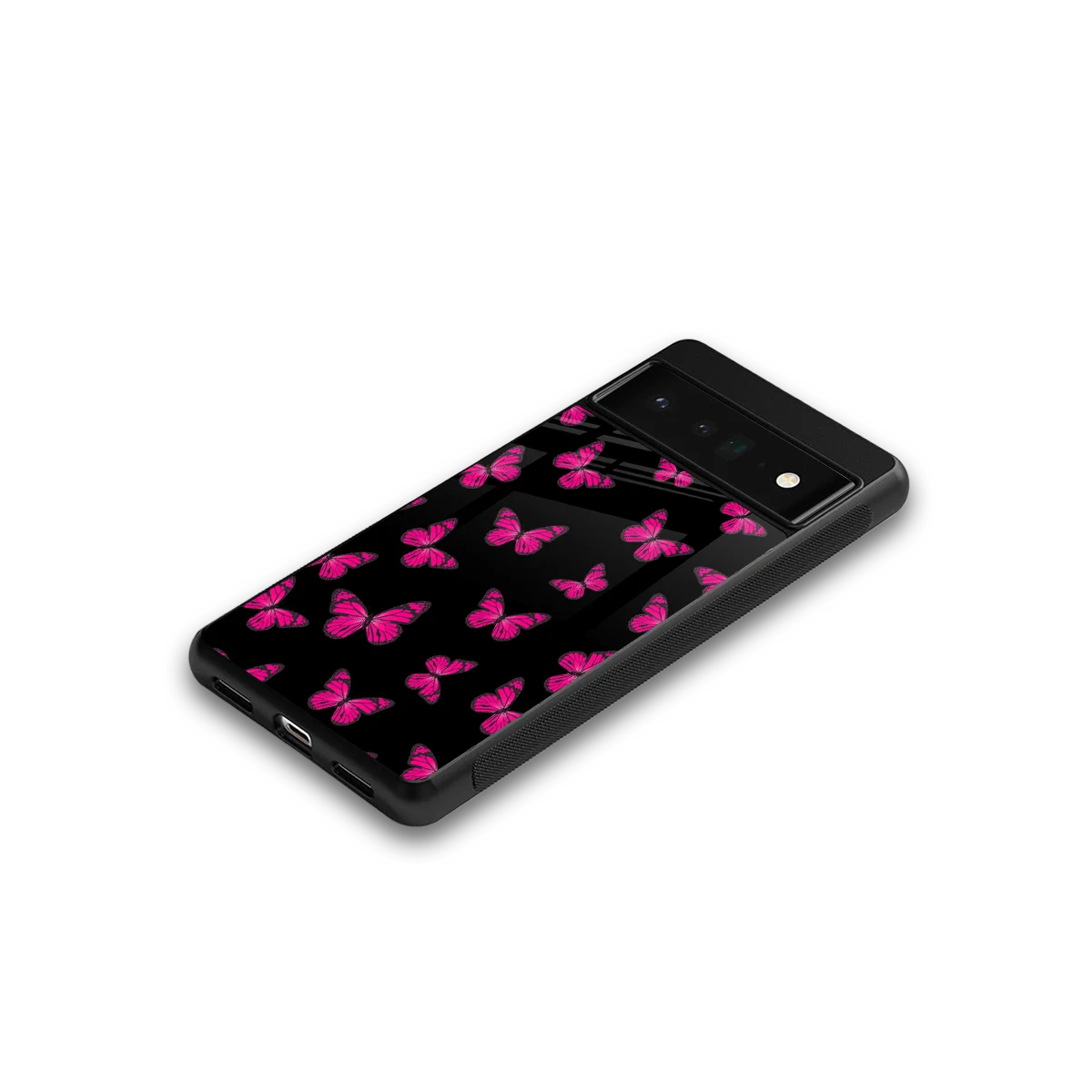 Butterfly Burst Black google pixel 6 pro mobile cover | shockproof glass phone case
