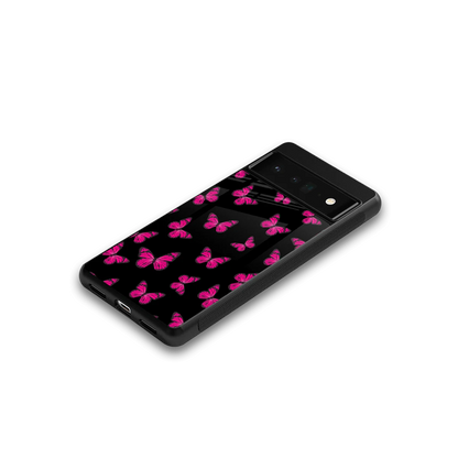 Butterfly Burst Black google pixel 6 pro mobile cover | shockproof glass phone case