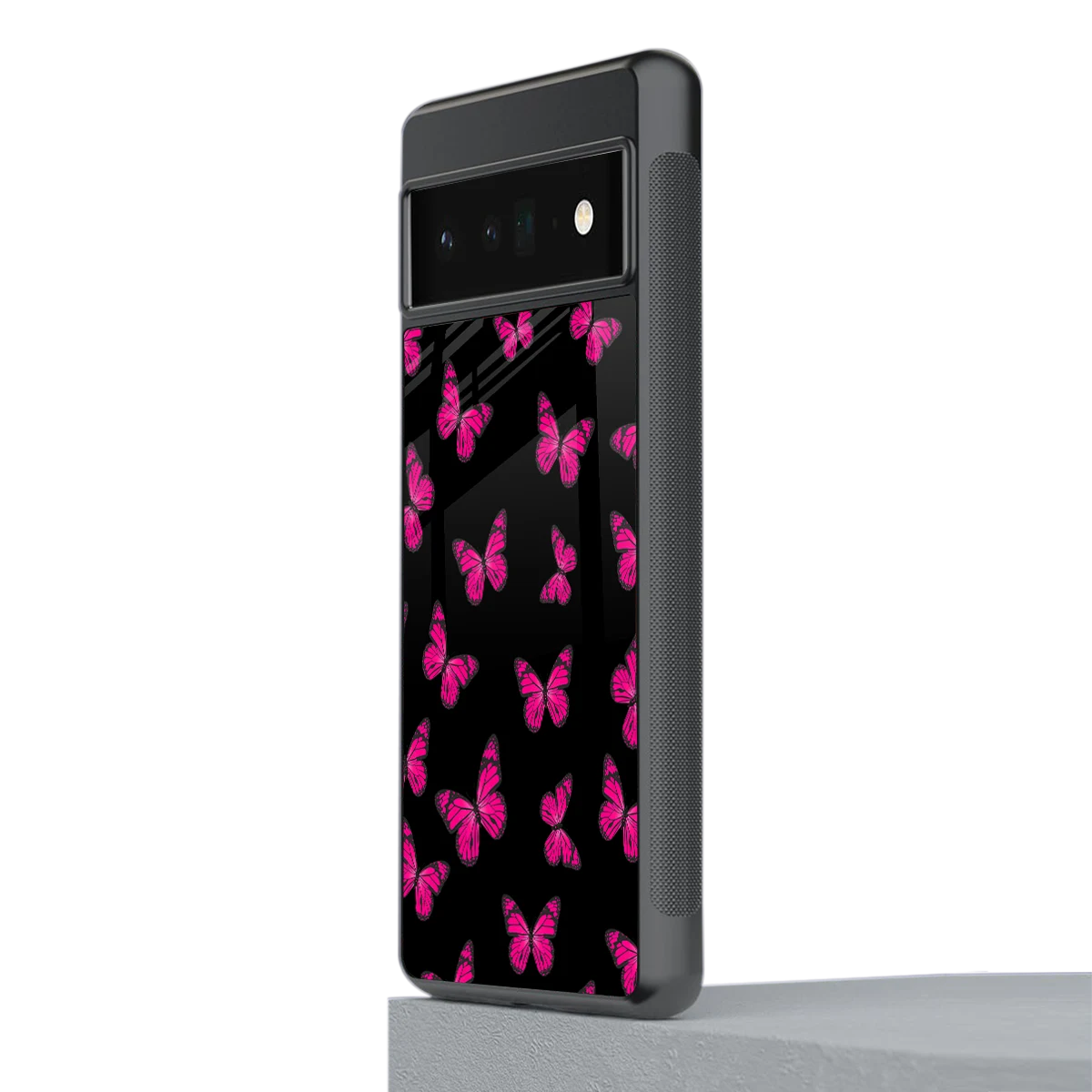 Butterfly Burst Black stylish phone case for google pixel 6 pro | glossy glass and slim fit