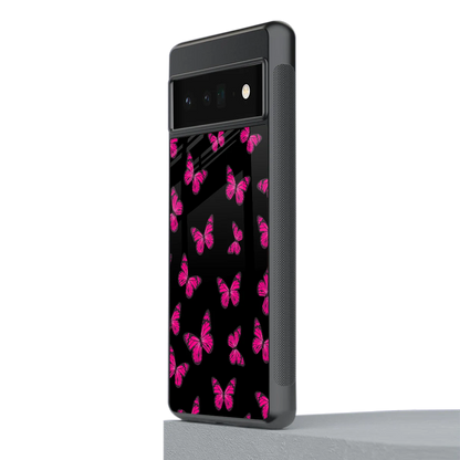 Butterfly Burst Black stylish phone case for google pixel 6 pro | glossy glass and slim fit