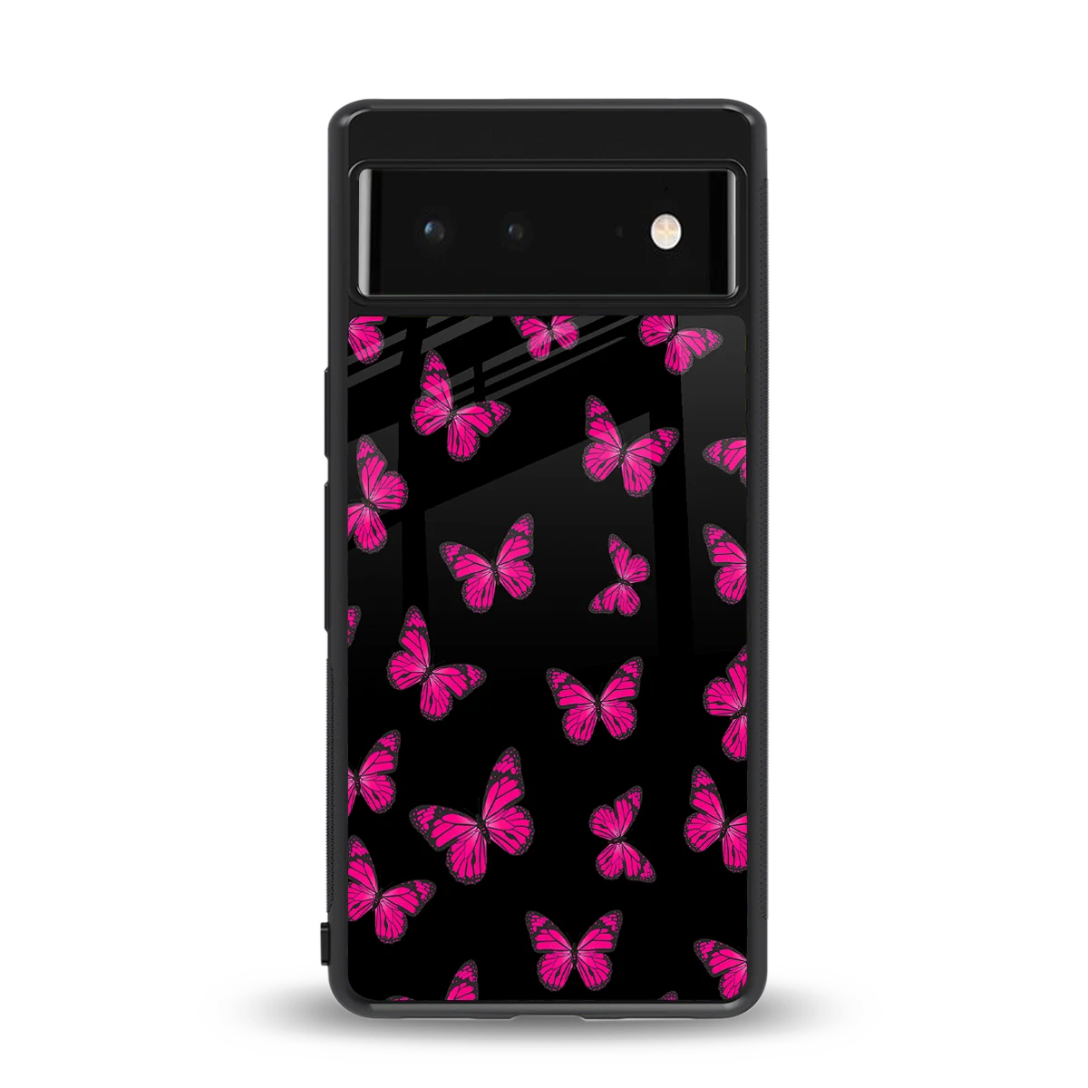 Butterfly Burst Black back phone cover | glass case for google pixel 6a