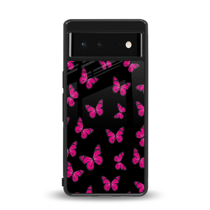 Butterfly Burst Black back phone cover | glass case for google pixel 6a