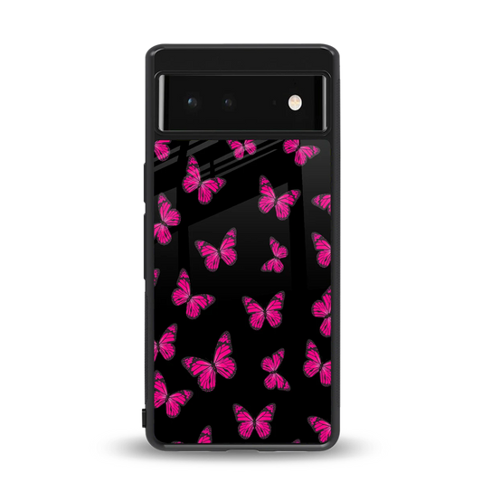 Butterfly Burst Black back phone cover | glass case for google pixel 6a