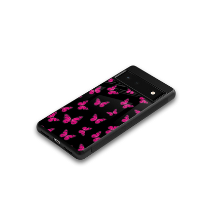 Butterfly Burst Black google pixel 6a mobile cover | shockproof glass phone case