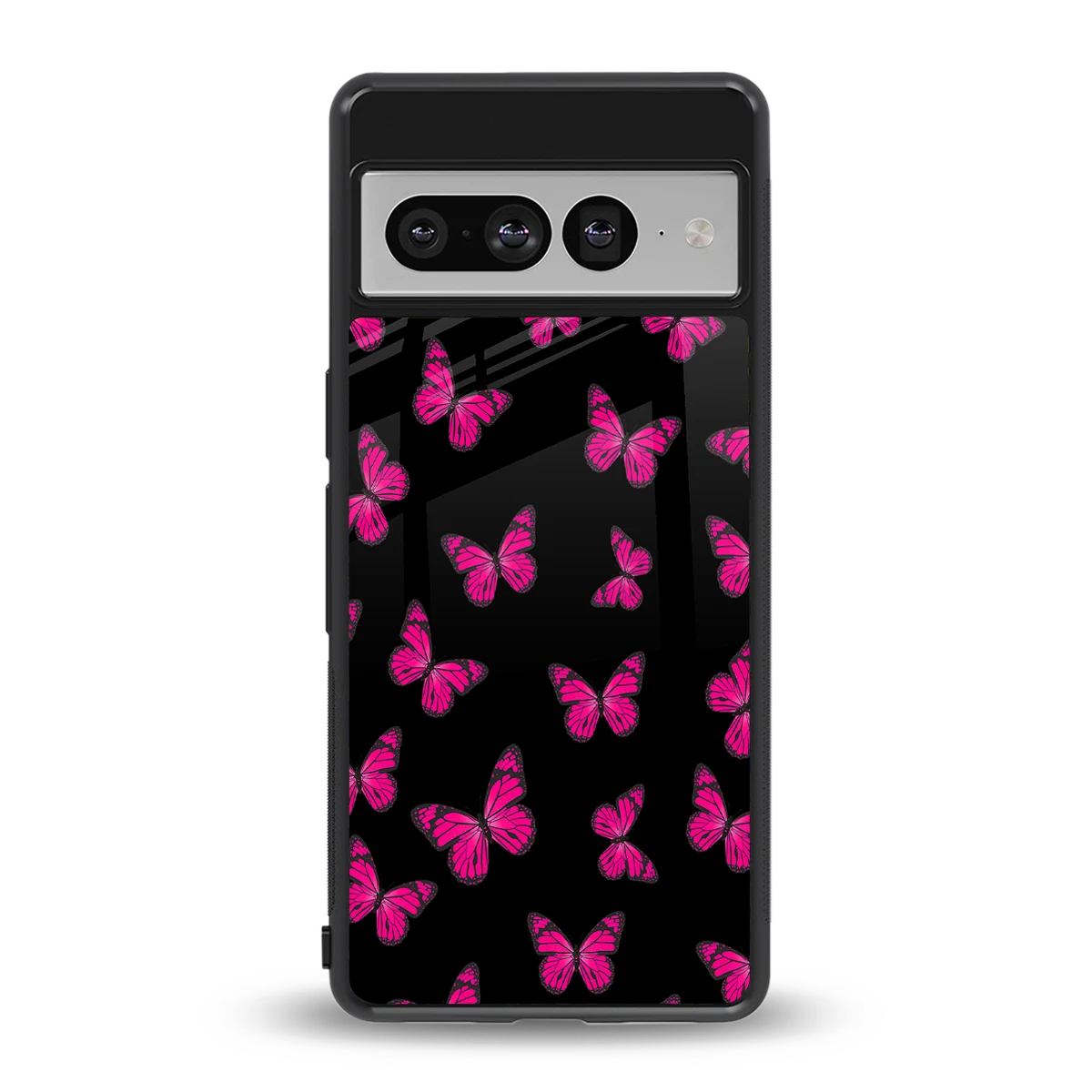 Butterfly Burst Black back phone cover | glass case for google pixel 7 pro