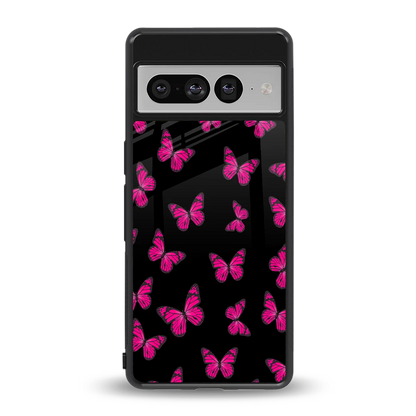 Butterfly Burst Black back phone cover | glass case for google pixel 7 pro