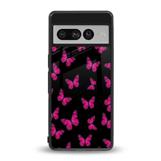 Butterfly Burst Black back phone cover | glass case for google pixel 7 pro