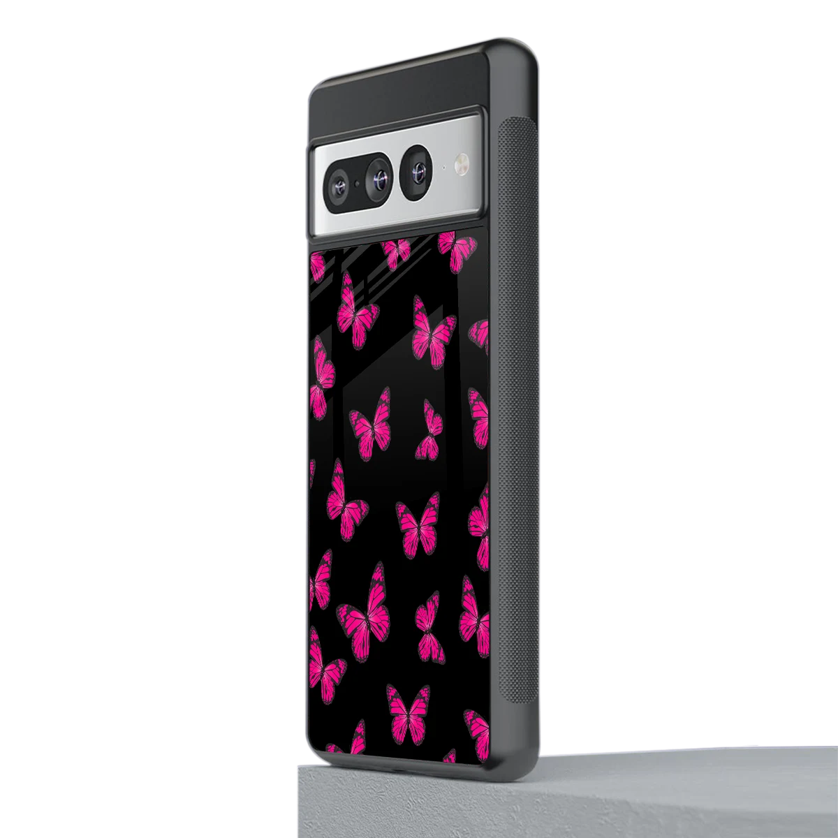 Butterfly Burst Black stylish phone case for google pixel 7 pro | glossy glass and slim fit