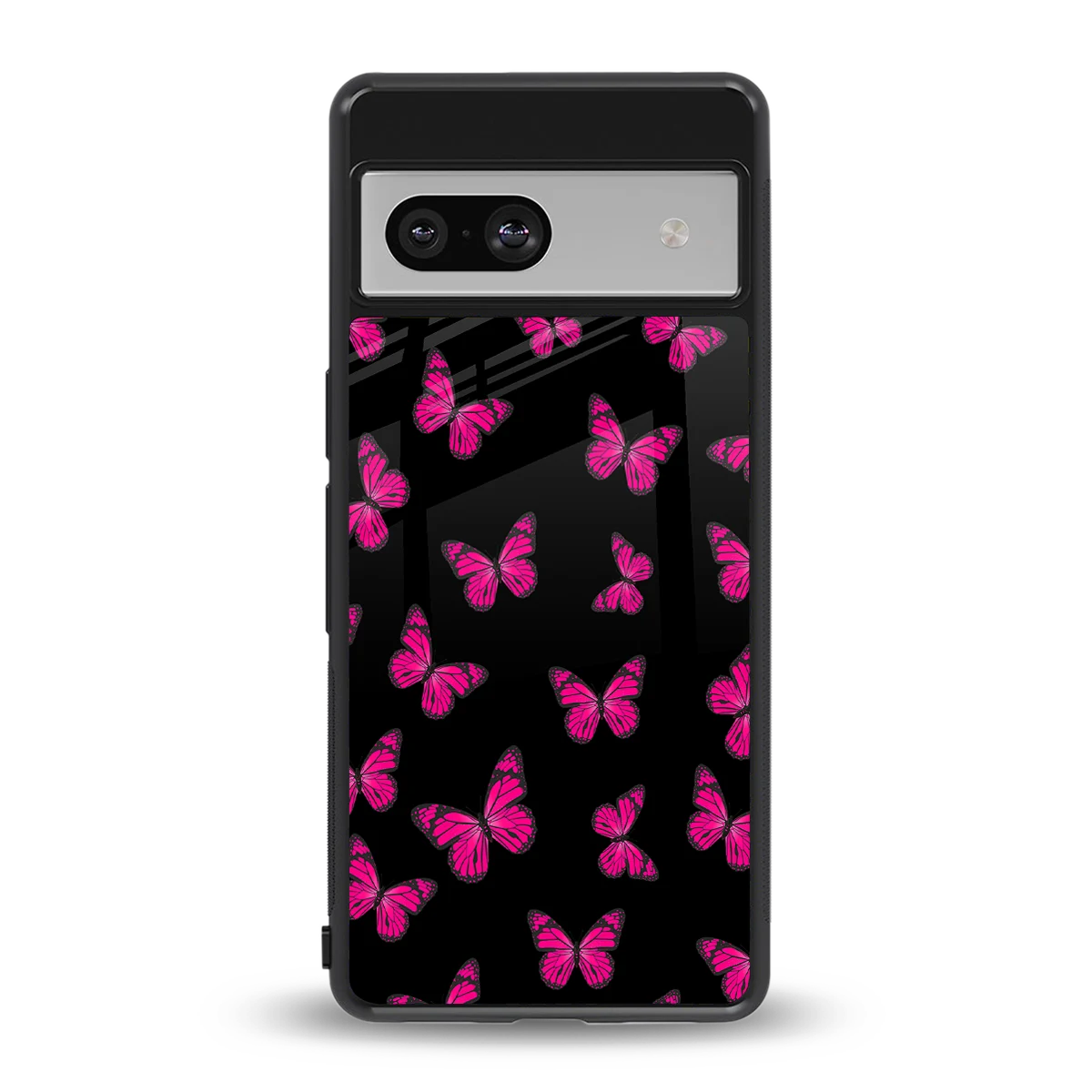 Butterfly Burst Black back phone cover | glass case for google pixel 7a