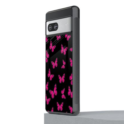 Butterfly Burst Black stylish phone case for google pixel 7 | glossy glass and slim fit