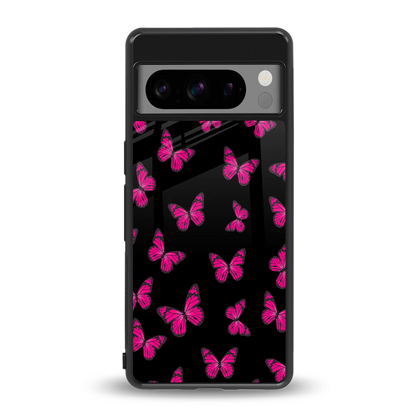Butterfly Burst Black back phone cover | glass case for google pixel 8 pro