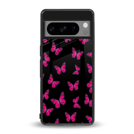 Butterfly Burst Black back phone cover | glass case for google pixel 8 pro