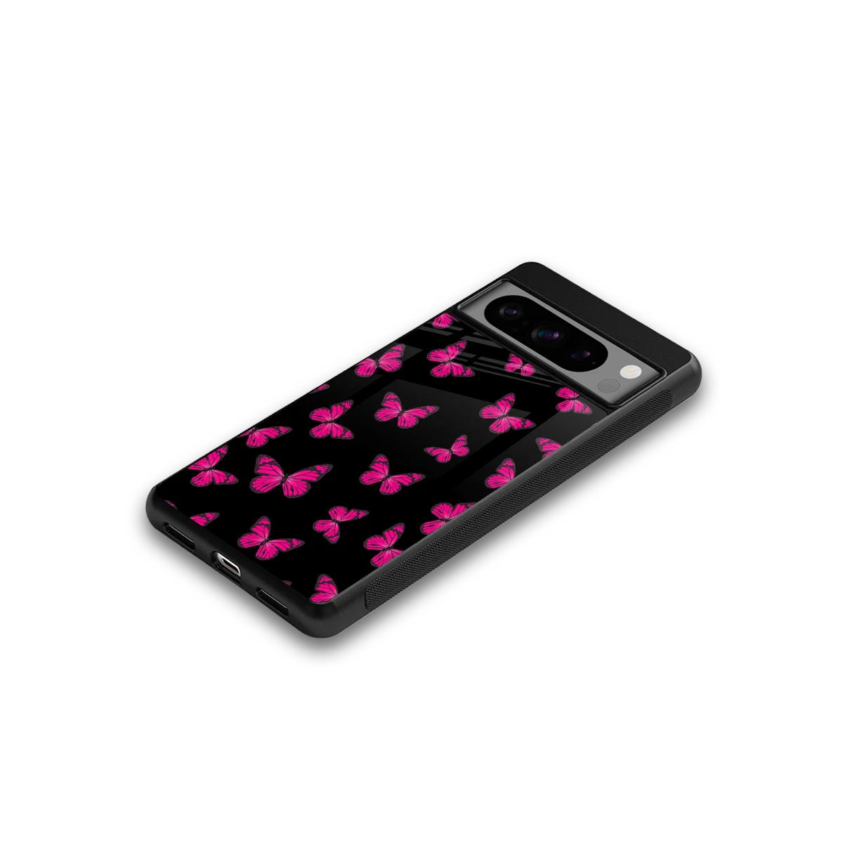 Butterfly Burst Black google pixel 8 pro mobile cover | shockproof glass phone case