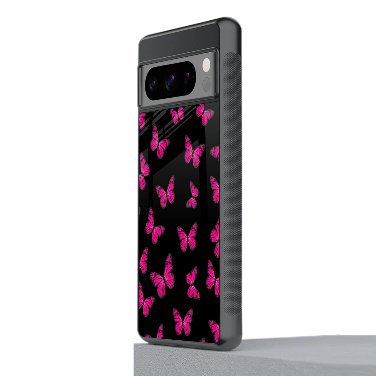 Butterfly Burst Black stylish phone case for google pixel 8 pro | glossy glass and slim fit