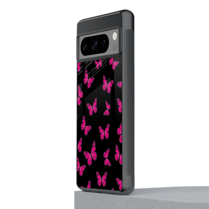 Butterfly Burst Black stylish phone case for google pixel 8 pro | glossy glass and slim fit