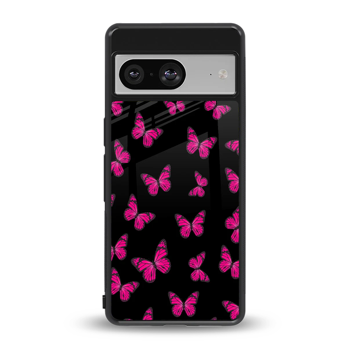Butterfly Burst Black back phone cover | glass case for google pixel 8