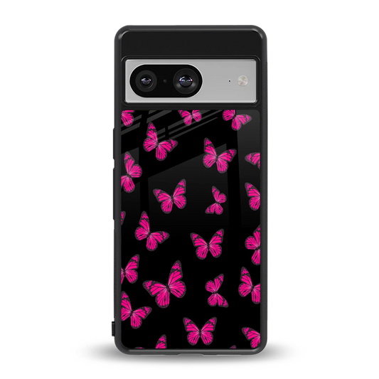Butterfly Burst Black back phone cover | glass case for google pixel 8