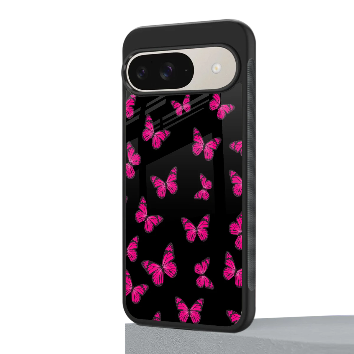 Butterfly Burst Black google pixel 9 mobile cover | shockproof glass phone case