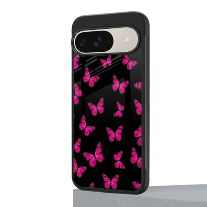 Butterfly Burst Black google pixel 9 mobile cover | shockproof glass phone case
