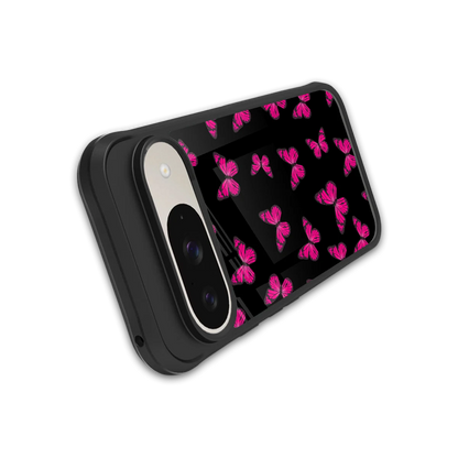 Butterfly Burst Black stylish phone case for google pixel 9 | glossy glass and slim fit