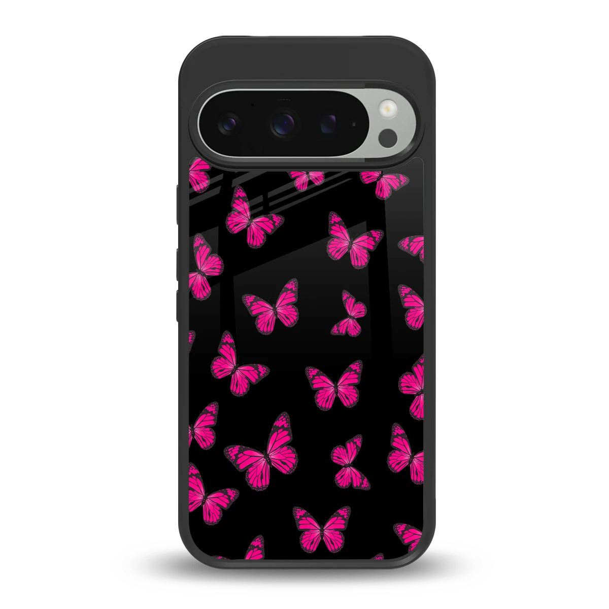 Butterfly Burst Black back phone cover | glass case for google pixel 9 pro