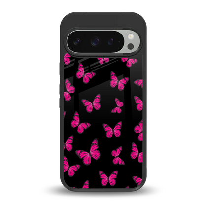 Butterfly Burst Black back phone cover | glass case for google pixel 9 pro