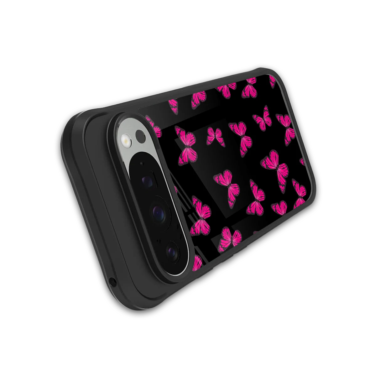 Butterfly Burst Black stylish phone case for google pixel 9 pro | glossy glass and slim fit