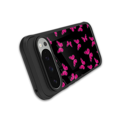Butterfly Burst Black stylish phone case for google pixel 9 pro | glossy glass and slim fit