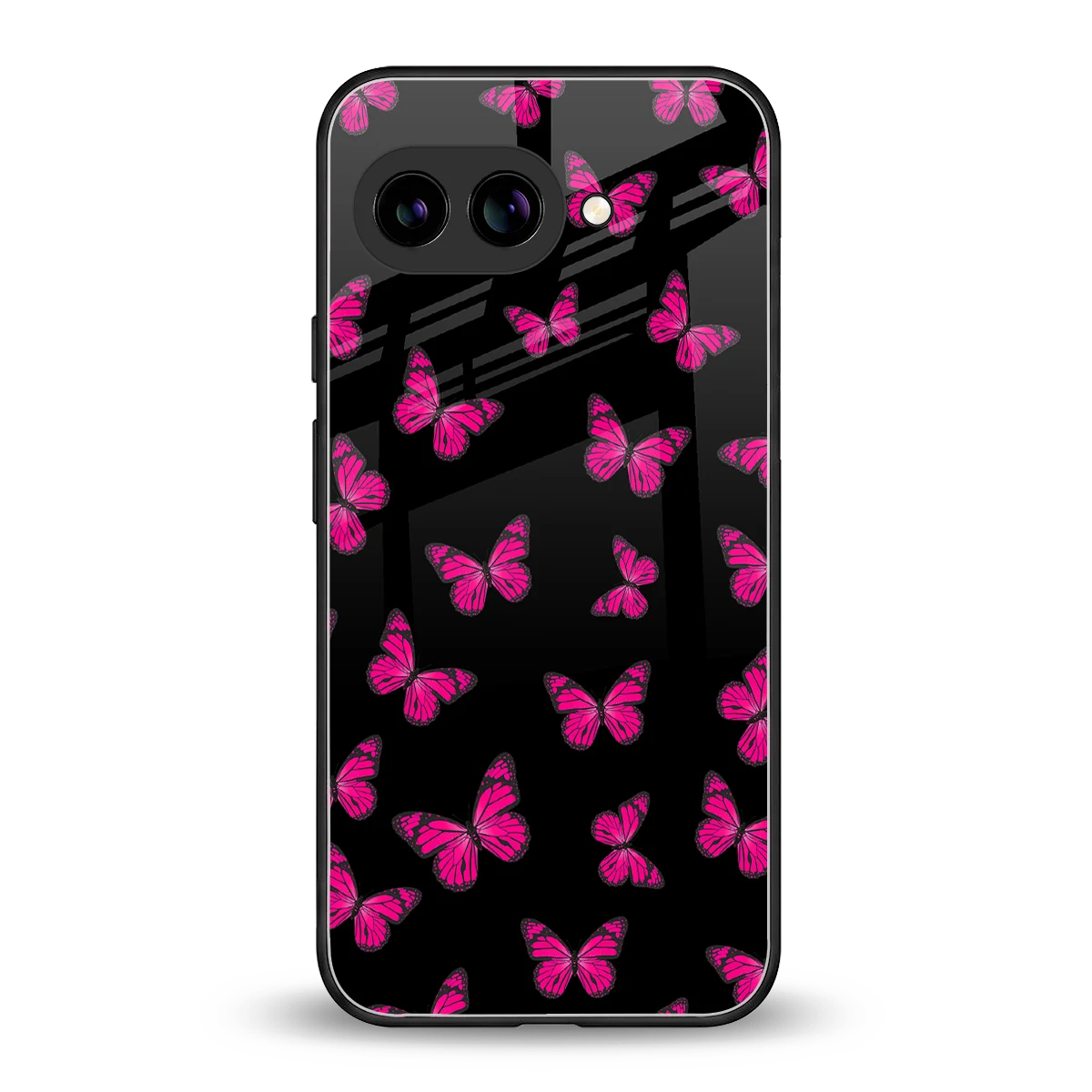 Butterfly Burst Black back phone cover | glass case for google pixel 9a