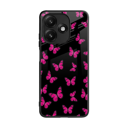 Butterfly Burst Black back phone cover | glass case for redmi 12 5g