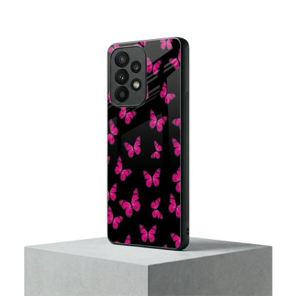 Butterfly Burst Black samsung galaxy a23 mobile cover | shockproof glass phone case