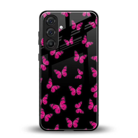 Butterfly Burst Black back phone cover | glass case for samsung galaxy m36 5g