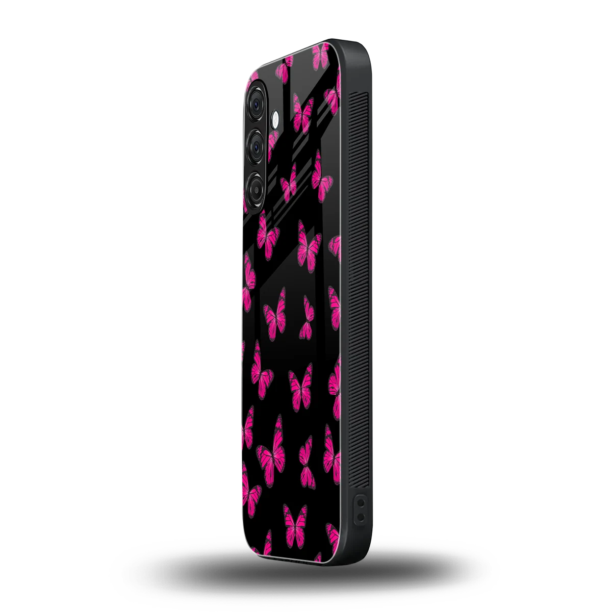 Butterfly Burst Black samsung galaxy a55 5g mobile cover | shockproof glass phone case